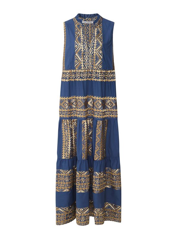Greek Archaic Kori Linen Embroidered Midi Dress | Jules B Greek Archaic Kori Linen Embroidered Midi Dress | Jules B
