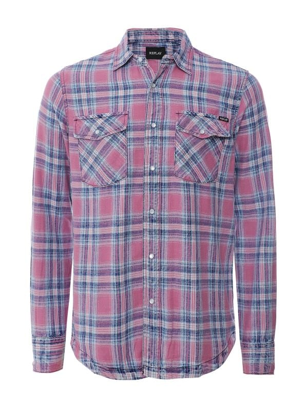 Replay Pink Check Pocket Shirt