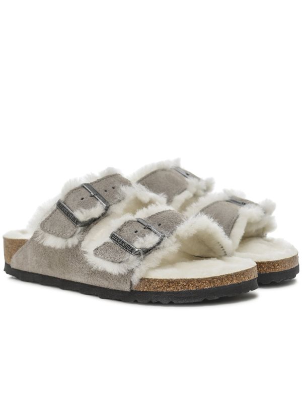Birkenstock Arizona Shearling Suede Leather Sandals