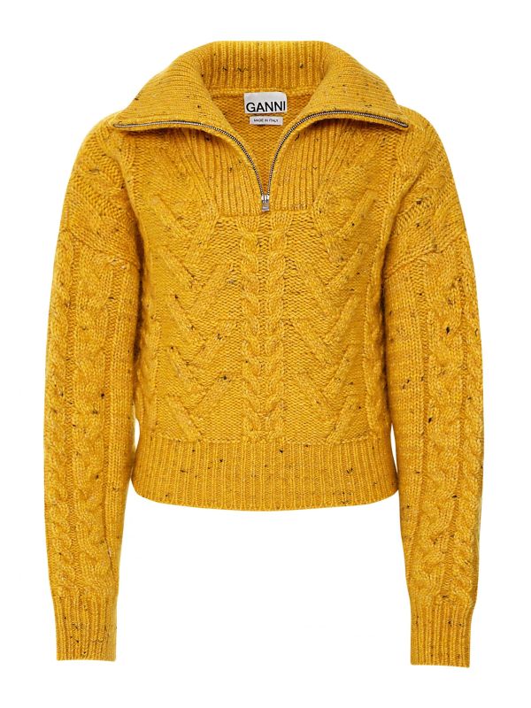 GANNI Yellow Cable Knit Cropped Sweater | Jules B