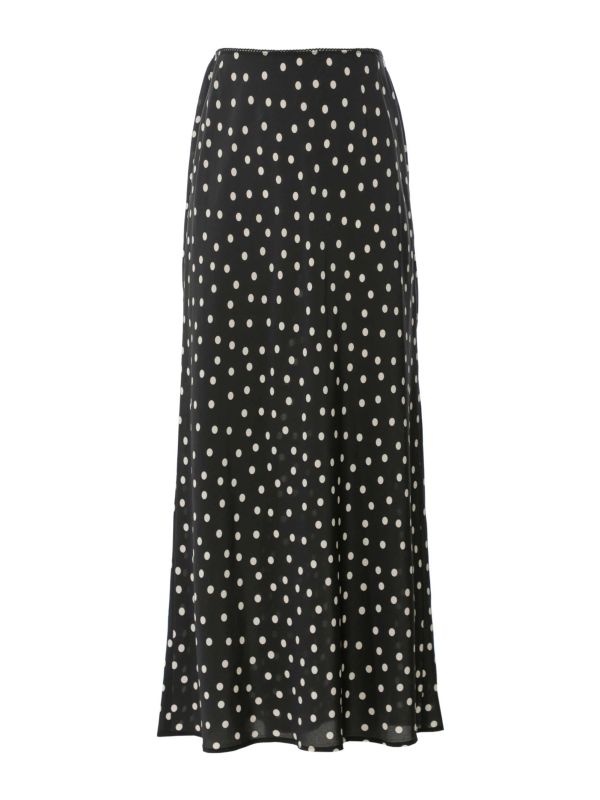 Rixo Ardith Silk Polka Dot Midi Skirt