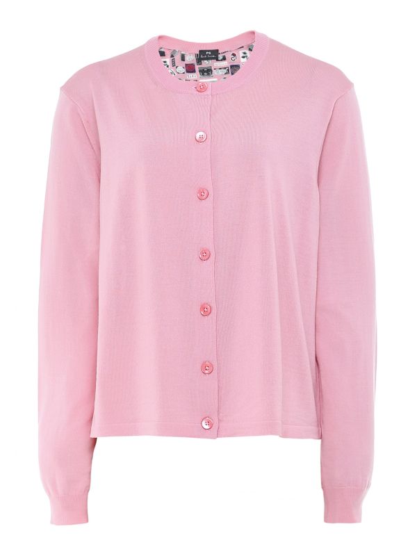 Paul Smith Pink Up Back Panel Wool and Silk Cardigan | Jules B