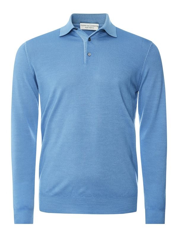 Filippo De Laurentiis Merino Wool Long Sleeve Polo Shirt