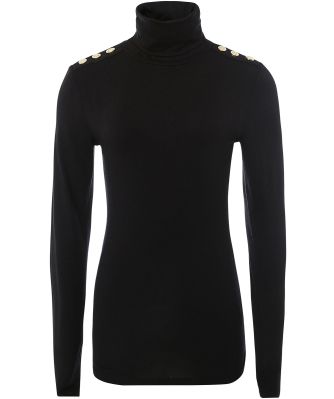 Holland Cooper Diamante Long Sleeve Crew Neck Tee – Women's Black Viscose Blouse – RRP £59