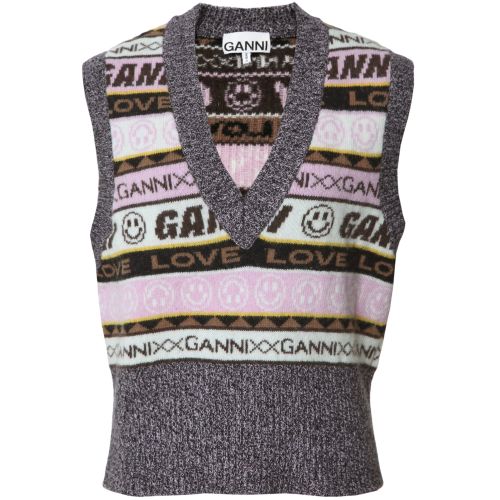 GANNI Graphic V-Neck Knitted Vest | Jules B