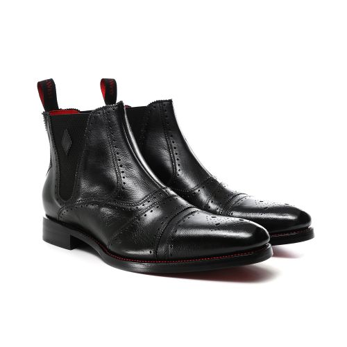 Jeffery West Boots Mens 7 Black Lemmy Leather Ankle Brogue Jeffery West Lemmy K34887 Brogues Shoes Made in England Size  main image 3