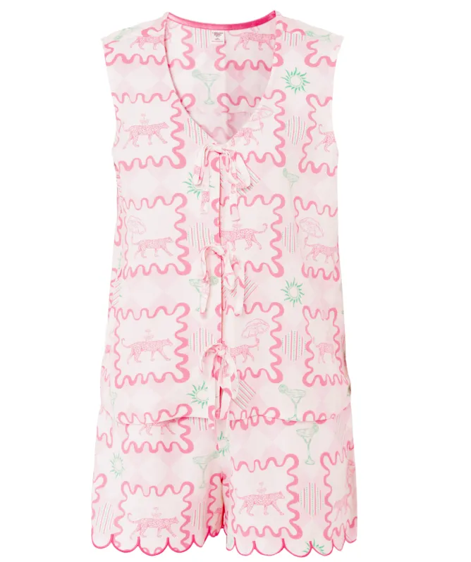 Chelsea Peers Cocktail Leopard Geo Print Short Pyjamas