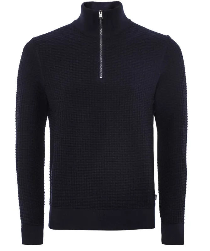 BOSS Textured Half-Zip Jumper