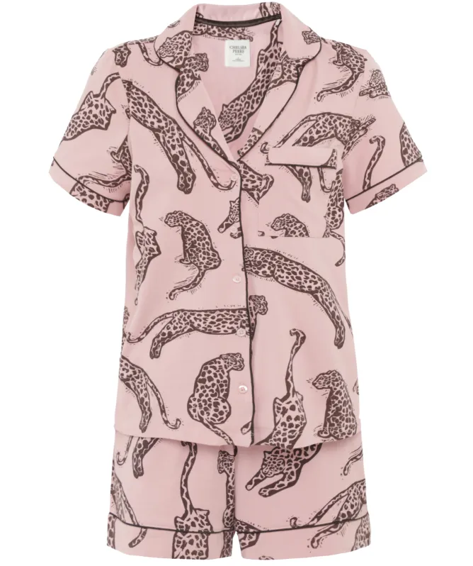 Chelsea Peers Organic Cotton Leopard Print Short Pyjamas