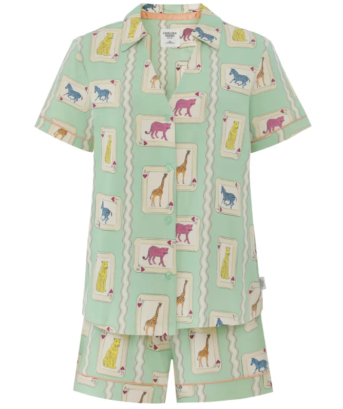 Chelsea Peers Playing Card Animals Print Short Pyjamas