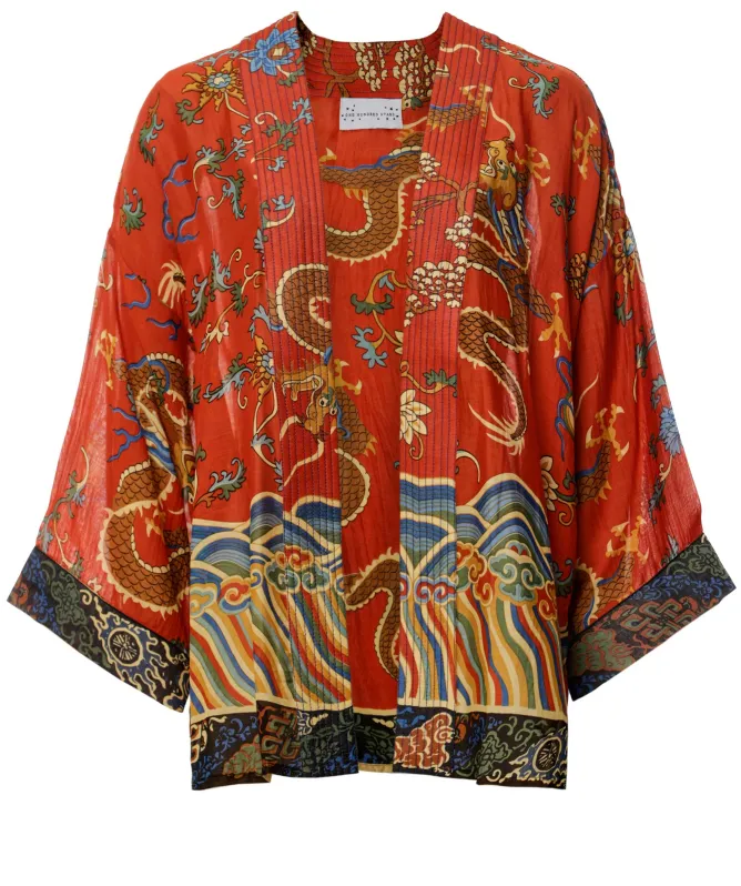 One Hundred Stars Dragon Rust Kimono