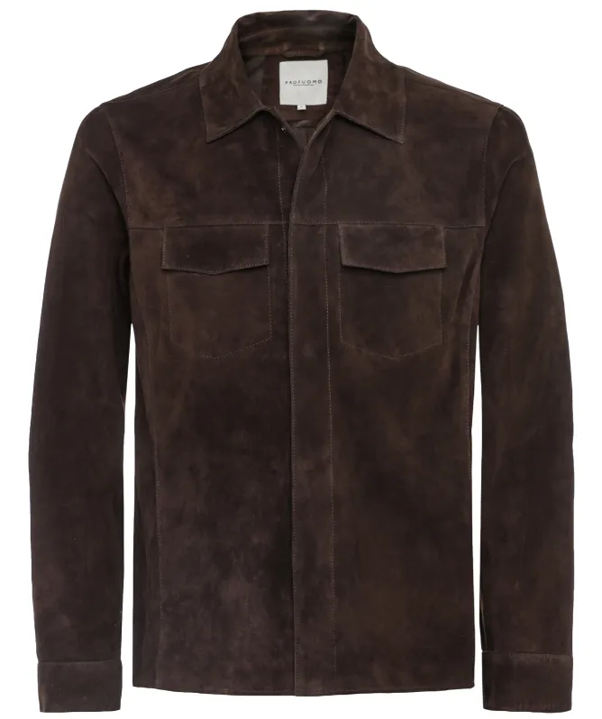 Profuomo Suede Press Button Overshirt