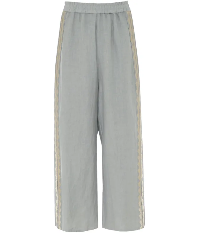Greek Archaic Kori Feather Linen Trousers