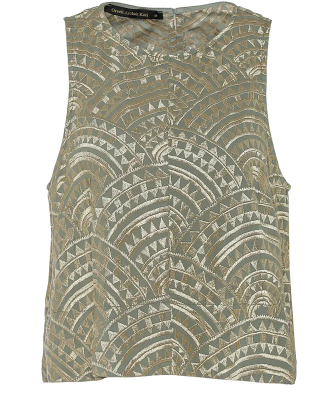 Greek Archaic Kori Embroidered Triangle Vest