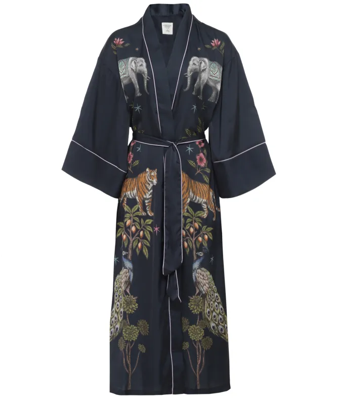 Chelsea Peers Satin Twilight Safari Print Dressing Gown