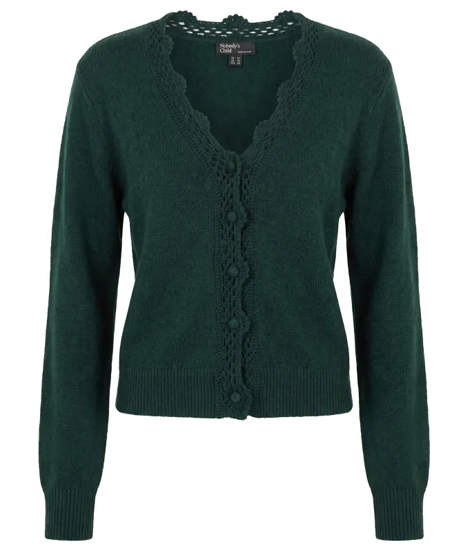 Nobody's Child Wool Blend Crochet Trim Elodie Cardigan