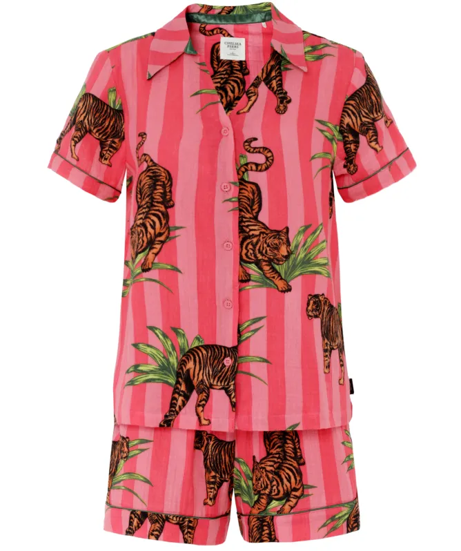 Chelsea Peers Leaf Tiger Stripe Print Short Pyjamas