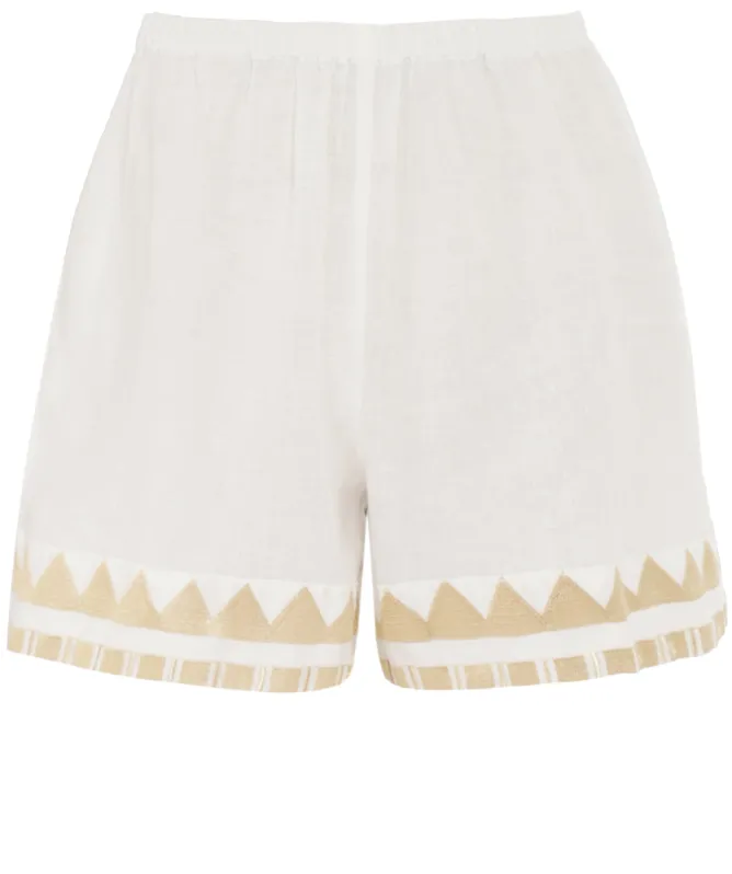 Greek Archaic Kori Papyrus Linen Shorts