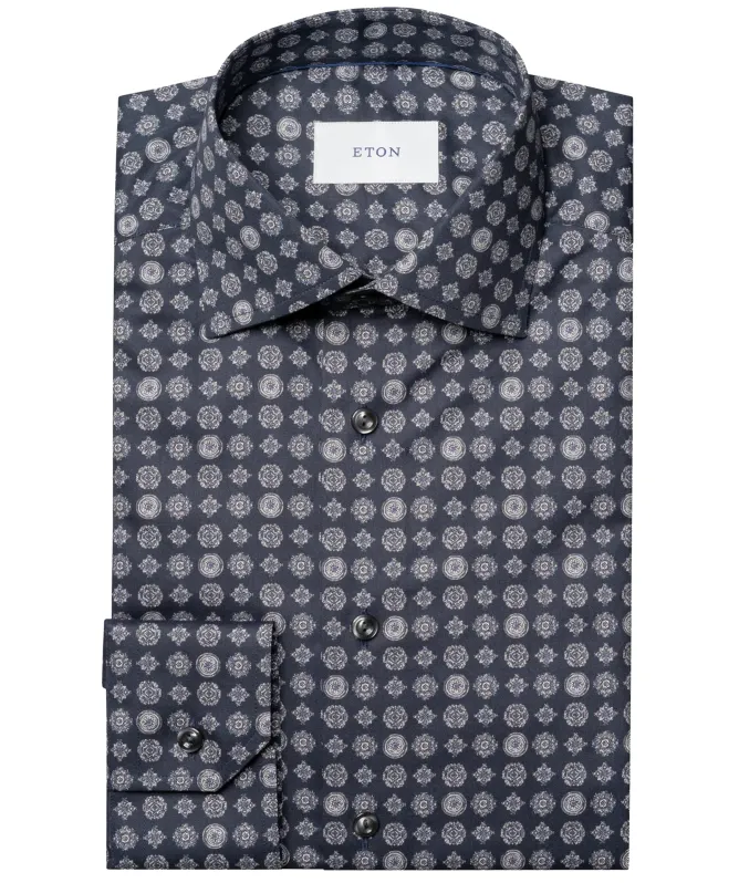 Eton Geometric Twill Contemporary Fit Shirt