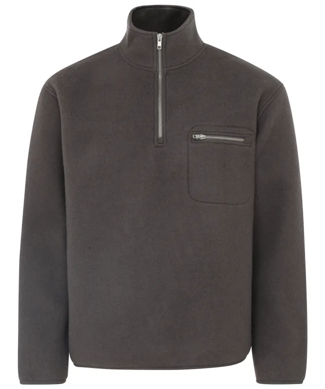 Anerkjendt Aktoni Half Zip Boiled Wool Overshirt