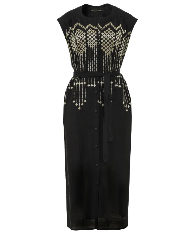 Greek Archaic Kori Grape Button-Through Dress