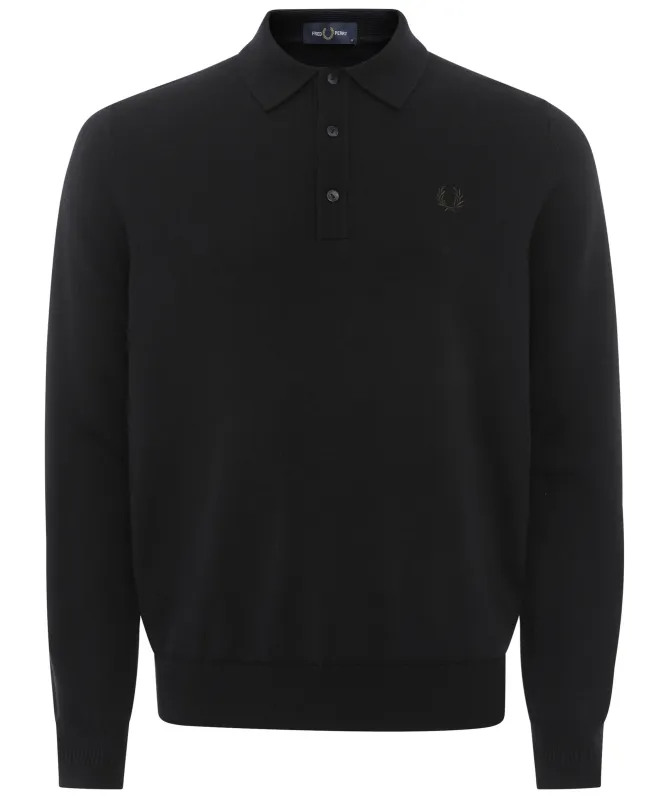 Fred Perry Knitted Long Sleeve Polo Shirt