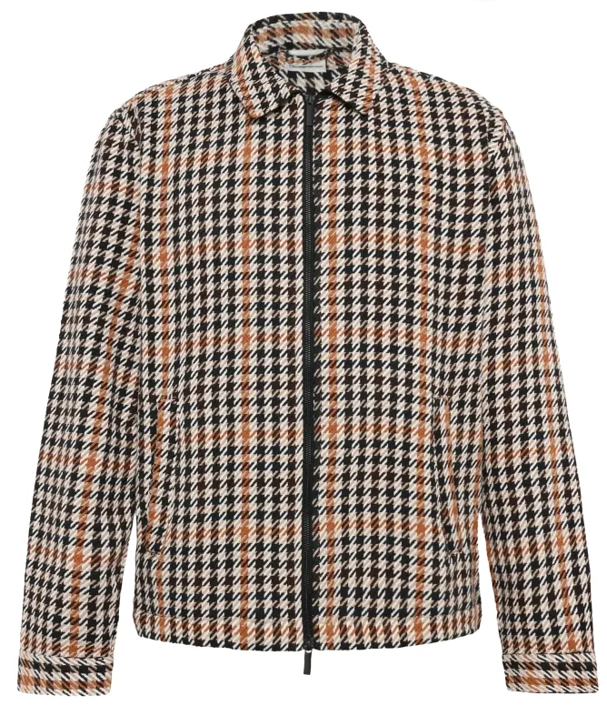 Knowledge Cotton Houndstooth Zip Overshirt