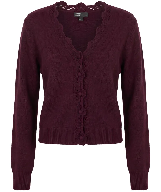 Nobody's Child Wool Blend Crochet Trim Elodie Cardigan
