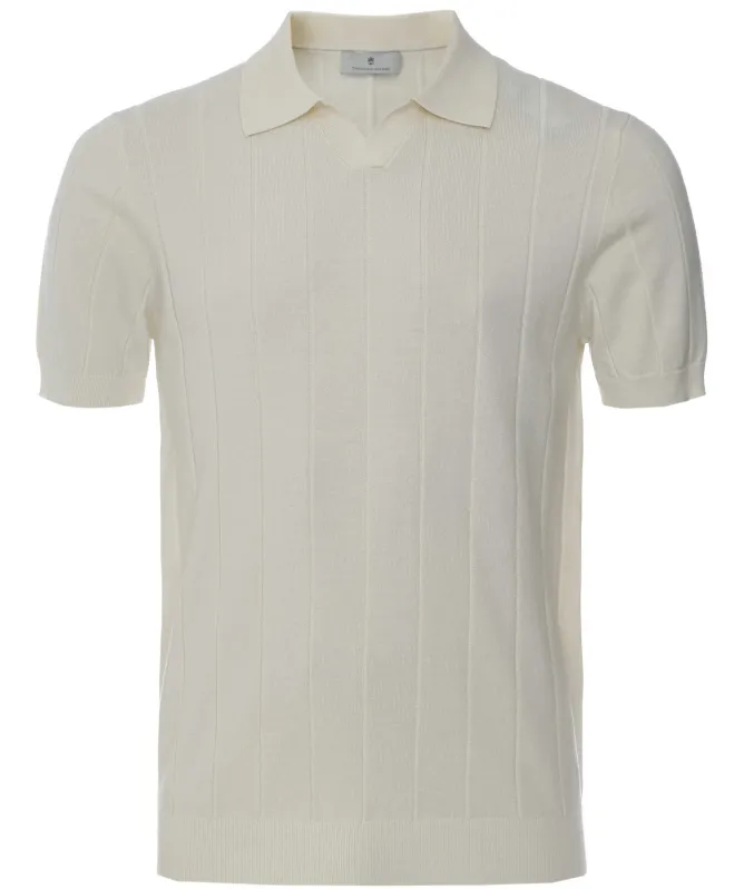 Thomas Maine Merino Linen Open Collar Polo