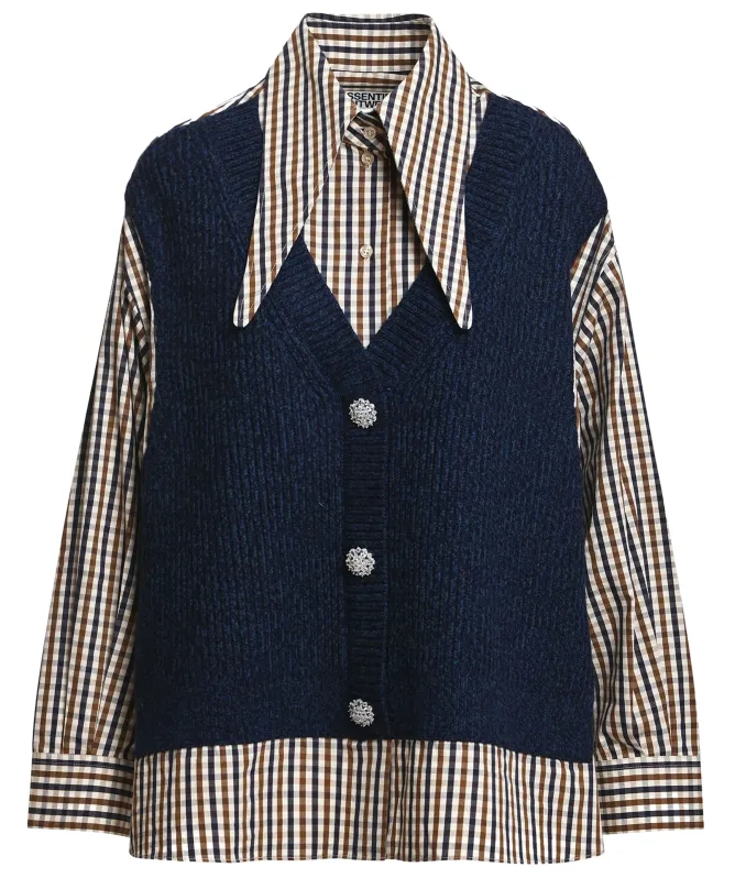 Essentiel Antwerp Kute Layered Knit Vest Shirt