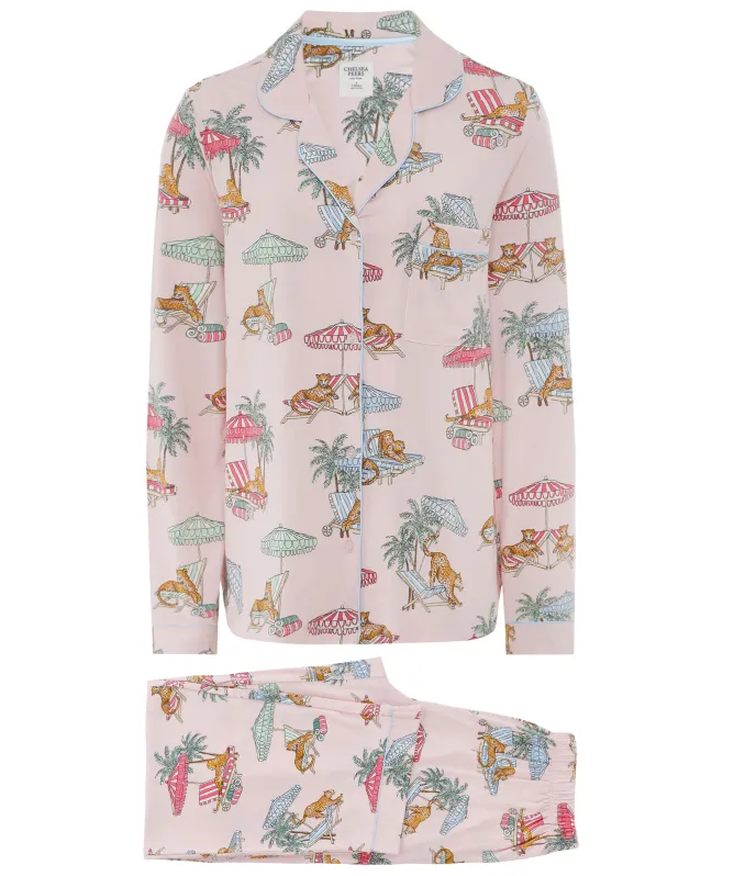Chelsea Peers Lounging Leopards Print Long Pyjamas