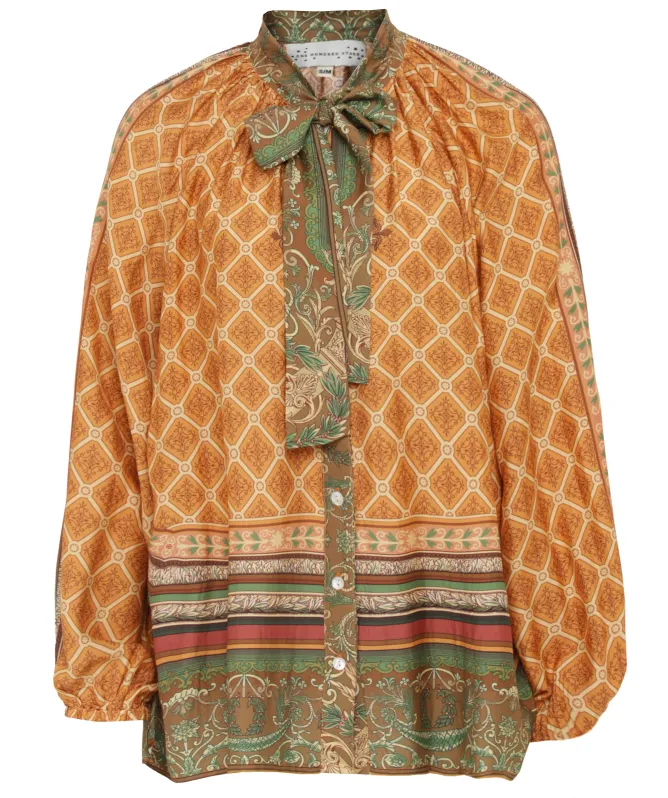 One Hundred Stars Amulet Gold Pussybow Blouse