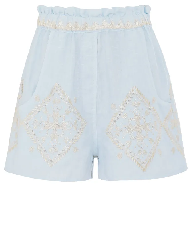 Greek Archaic Kori Lefkada Embroidered Shorts