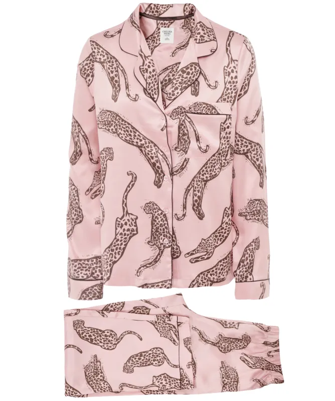 Chelsea Peers Satin Leopard Print Long Pyjamas