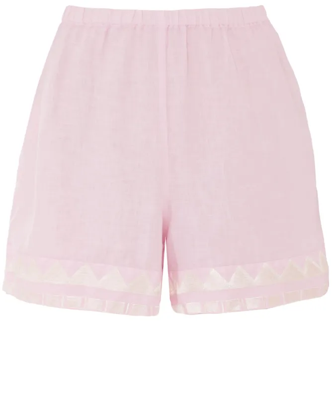 Greek Archaic Kori Papyrus Linen Shorts