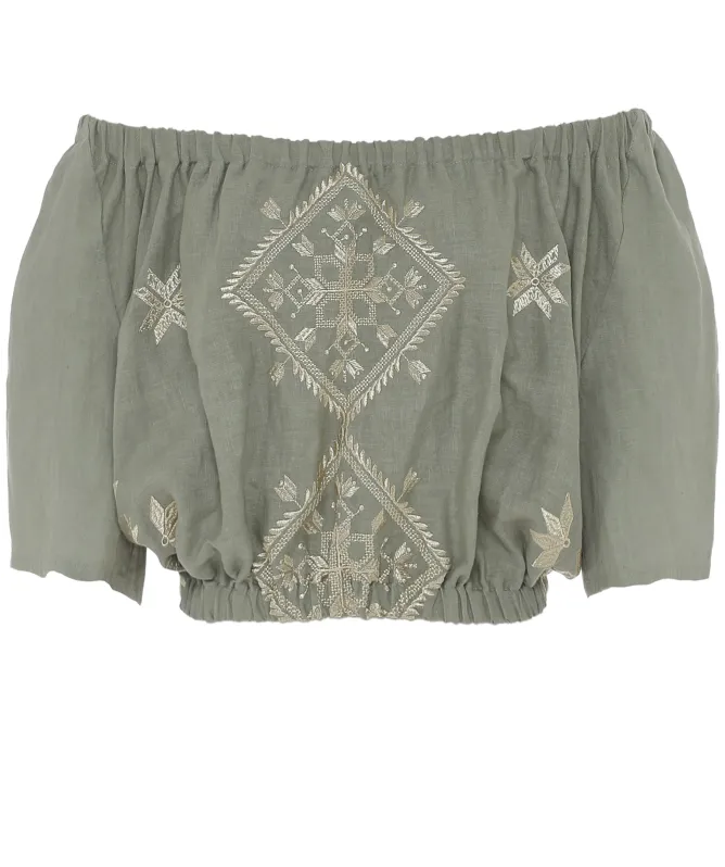 Greek Archaic Kori Lefkada Ruched Top