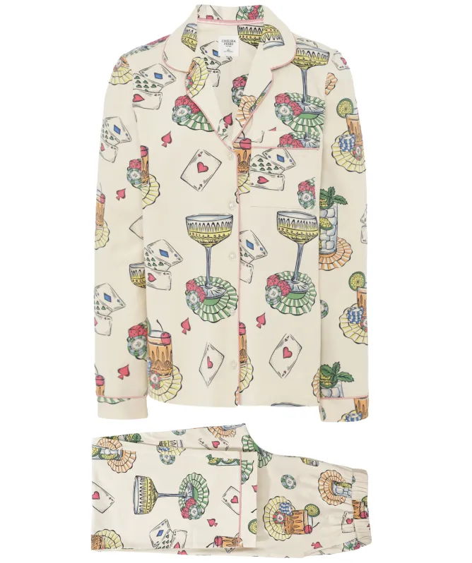 Chelsea Peers Cocktails & Cards Print Long Pyjama Set