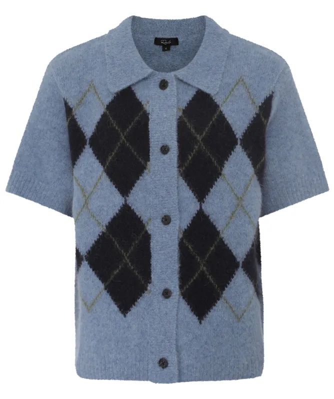 Rails Kelly Short-Sleeve Argyle Cardigan