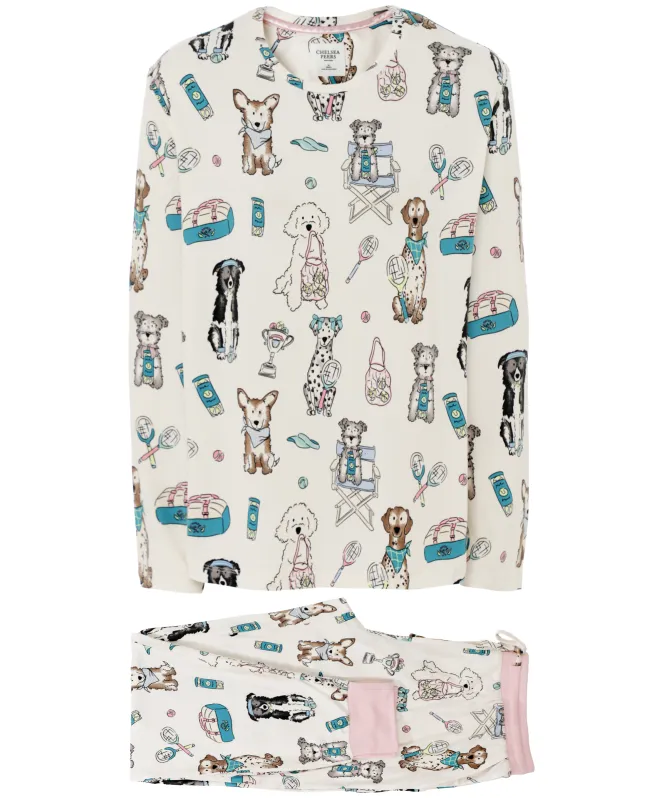 Chelsea Peers Tennis Dogs Print Long Pyjama Set