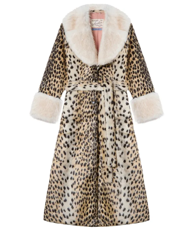 Queens of Archive Priscilla Cheetah Print Faux Fur Maxi Coat