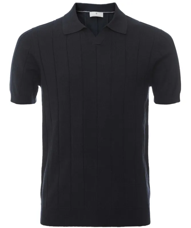 Thomas Maine Merino Linen Open Collar Polo