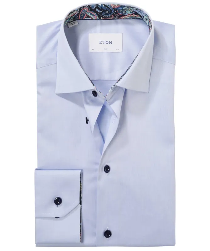 Eton Slim Fit Paisley Trim Shirt
