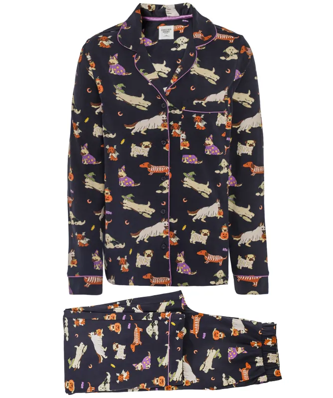 Chelsea Peers Halloween Dogs Print Long Pyjamas