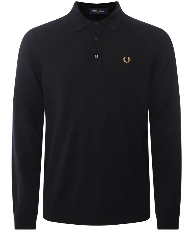 Fred Perry Knitted Long Sleeve Polo Shirt