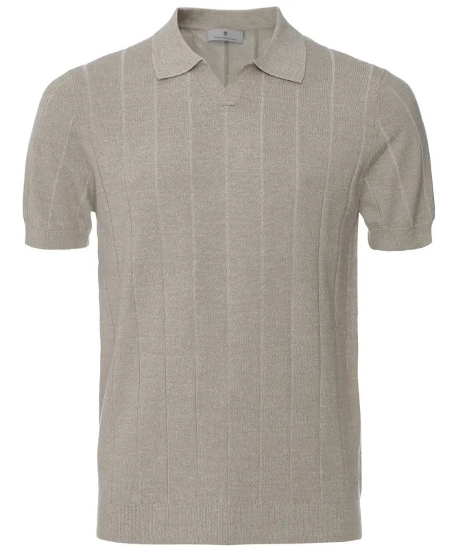 Thomas Maine Merino Linen Open Collar Polo