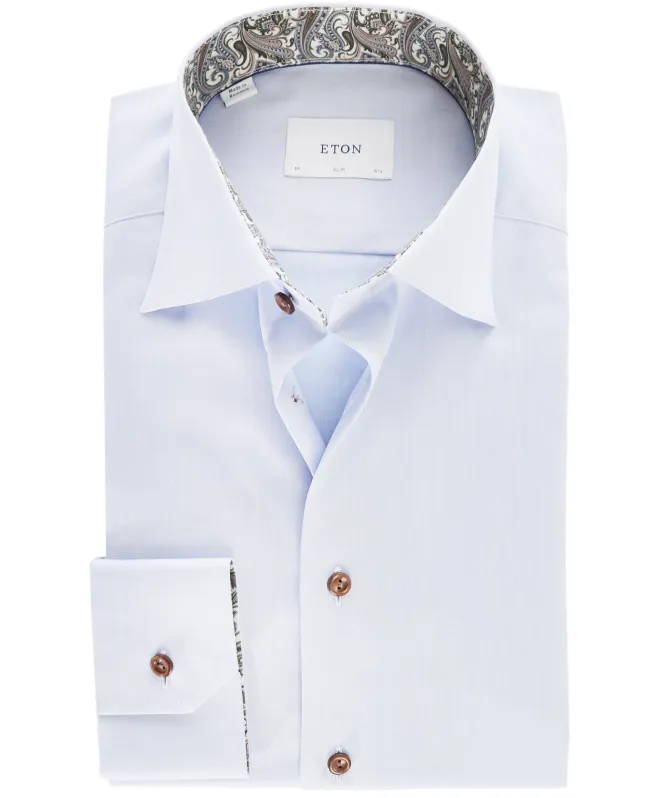 Eton Paisley Trim Slim Fit Shirt