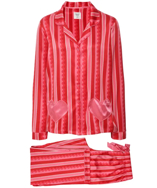 Chelsea Peers Satin Wiggle Heart Long Pyjamas