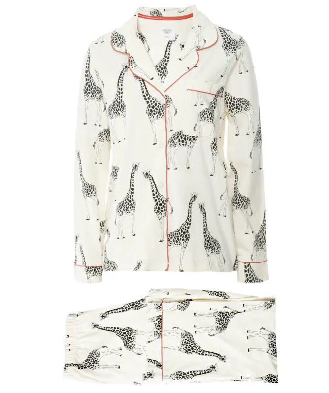 Chelsea Peers Organic Cotton Giraffe Print Long Pyjamas