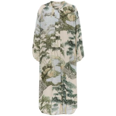 Ganni Green Crinkle Satin Midi Dress | Jules B