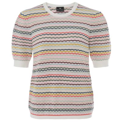 Wavy Stripe Short-Sleeve Top